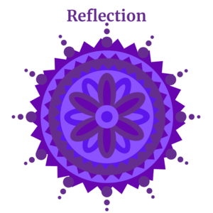 A purple mandala, with the title "Reflection".